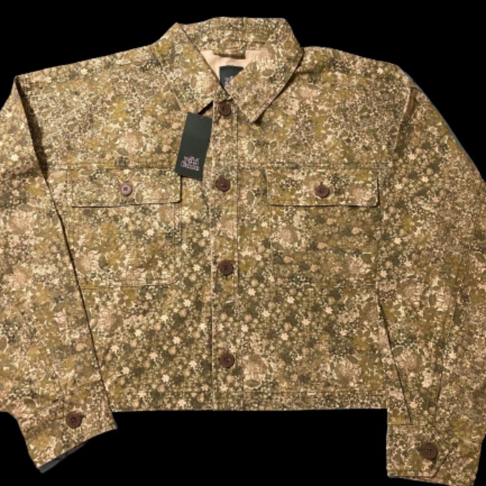 Wild Fable Green Floral Button Up Jacket Size L